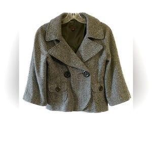 Last Kiss Short Herringbone Wool Blazer Jacket Black And White Size Medium